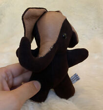 Sandy Vohr's Leather Zoo Sitting Elephant Brown Plush Weighted Elephant 7” picture
