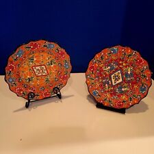 2 Turkish Style Handmade Raised Enamel Plates picture
