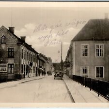 c1930s Arboga, Sweden RPPC Kapellgatan Street Real Photo Postcard Akta Road A77 picture