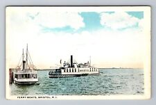 Bristol RI-Rhode Island Ferry Boats Steamers  Vintage Souvenir Postcard picture