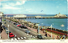 Grand Parade and Pier Eastbourne UK Divided Postcard 1950s picture