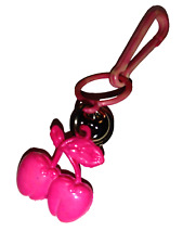 Vintage 1980s Plastic Charm Pink Cherries 80s Charms Necklace Clip On Retro picture