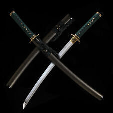 Razor Sharp T10 Steel Clay Tempered Japanese Samurai Wakizashi Sword Real Hamon picture