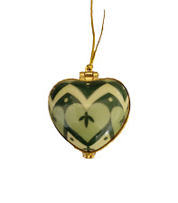 Valerie Parr Hill Green Heart Trinket Box Ornament w gold trim 