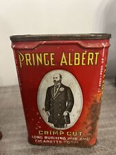 Vtg Prince Albert Crimp Cut Pipe & Cigarette Tobacco Metal Tin Can Empty.  Rust picture
