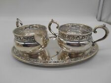 Antique Gorham Strasbourg Sterling Silver Creamer & Sugar with Oval Tray picture