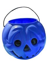 Vintage GENERAL Foam Blue Pumpkin Jack O Lantern Plastic  Trick Treat Bucket picture