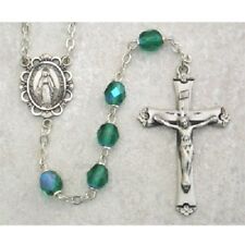 Rosary, Emerald May Birthstone with Sterling Silver Crucifix and Center picture