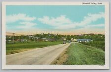 Linen~Missouri Valley Iowa~Drive Into Town~Signs~Business~Vintage Postcard picture