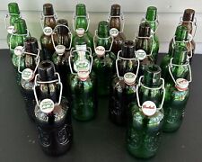 Lot 17 Vtg Brown Green Grolsch Bottle Glass Lager Beer Flip Swing Top 1983-1990 picture