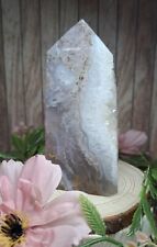 Stunning Druzy Moss Agate Point Crystal Tower 351g 12cm Reiki Healing Gift picture