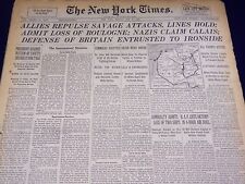 1940 MAY 27 NEW YORK TIMES - BOULOGNE LOST, NAZIS CLAIM CALAIS - NT 2689 picture