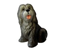 Vintage New Ray Old English Sheepdog Novelty Toy Figure Gray Black Rubber picture