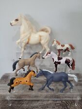 Lot Of 7 Horses Toys Horse Figures (Brand Unknown) Brown White Grey, Patches  picture