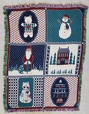 VTG Howard Designs SANTA SNOWMAN Christmas Afghan Throw Blanket Tapestry 52