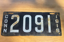 1916 Connecticut license plate #2091  white on black picture