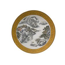 Chinese Gray White Snow Scenery Graphic Porcelain Display Charger Plate ws3464 picture