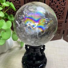 2.42LB Top Natural Clear Quartz Sphere Rainbow Crystals Ball Gems Gifts 92mm picture