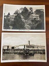 2 Vintage Circa 1910 Colonial Singapore RPPC. Church Street Pier & Crag Hotel picture