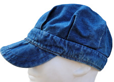 Vintage Round House? Denim Blue Train Conductor Engineer Slouch Cap Hat XL M18 picture