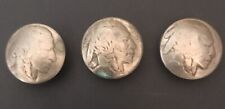 Vintage Set of 3 Original Indian Head Buffalo Nickel Button Covers Hand Made picture