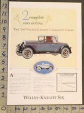 1927 WILLYS-KNIGHT SIX CABRIOLET COUPE TOLEDO MOTOR ENGINE AUTO CAR AD UX40 picture