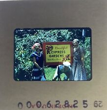 1950’s KODACROME RED SLIDE Cypress Gardens Sign Funny Posing Couple Florida picture