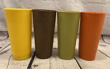 Vintage Tupperware 16 oz Tumblers Set of 4 Cups Glasses Harvest Colors picture