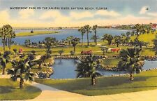 D1937 Waterfront Park on Halifax River, Daytona Beach, FL Linen PC Tichnor Bros. picture
