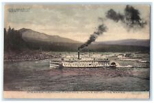 1908 Steamer Leaving Cascade Locks Below The Rapids Columbia River OR Postcard picture