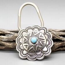 NAVAJO-HAND STAMPED STERLING & TURQUOISE KEY RING by JENNIE BLACKGOAT picture
