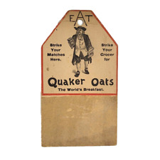 RARE c.1900 Quaker Oats Advertising Cardboard Match Striker Wall Hung Sign Ad picture