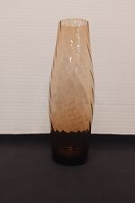 Vintage Art Glass Torpedo Shaped Vase Smokey Amber 8 1/2