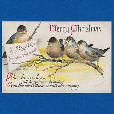 Vtg Clapsaddle Christmas Bluebirds Singing Sheet Music A/S PC Emb c1910 NearMint picture