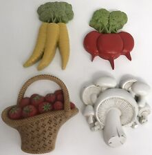 Vintage Homco Vegetable Wall Decor Carrots Radishes Mushrooms & Burkwood Basket picture
