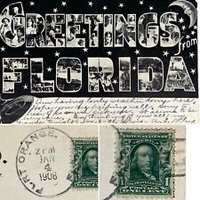 Postcard FL Large Letter Greetings from Florida Antique Posted Port Orange 1908 picture