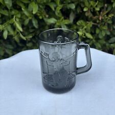 Vintage McDonalds Ronald Throwing a Football Cup/Mug Smoked Gray Glass Rare picture