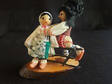 Vintage Traditional Hand Crafted Russian Folk Costume Dolls with Sled picture