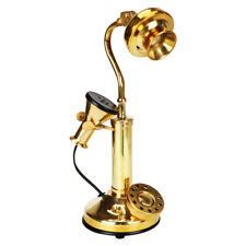 Old Retro Style Brass Candle Stick Telephone Vintage Rotary Dial Telephone picture