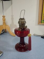 ALADDIN OIL LAMP MODEL B RUBY RED LINCOLN DRAPE W/ BRASS HARDWARE NO CHIMNEY  picture