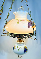 Hanging Swag Hurricane Lamp VINTAGE 2 Light (Top, Bottom) Floral Brass Structure picture