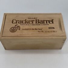 Vintage Cracker Barrel Sharp Cheddar Cheese Wooden Box w/ Sliding Lid 8x4x3 1997 picture