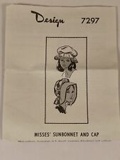 Vintage Pattern Design Misses Sunbonnet And Cap  #7297 Mid-Century Uncut picture