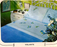NEW MARTEX No-Iron Percale Full Flat Sheet Blue Volante Butterflies 81