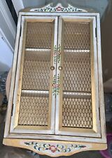 Vintage Wooden Spice Herb Cabinet 2 Doors Decorative Wall Hanging Orleans Japan picture