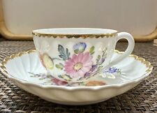 Antique Demitasse NYMPHENBURG GERMANY PORCELAIN CUP AND SAUCER DRESDEN FLOWERS picture