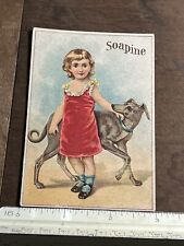 Antique Victorian Trade Card Soapine Providence Rhode Island - Girl & Dog T1 picture