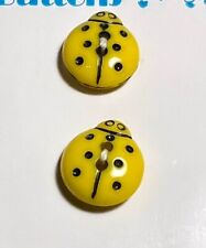 Sweet Vintage Little Boutique Kids Yellow LADY BUG LADYBUG Buttons 9/16” Italy picture