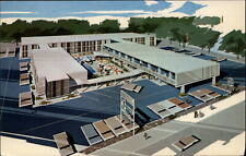 Boston Massachusetts ~ Fenway Motor Hotel ~ artist rendering ~ pool ~ postcard picture
