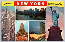 Fabulous NY The Wonder City New York City Postcard chrome Unposted picture